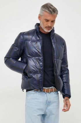 Armani Exchange geaca de puf barbati, culoarea albastru marin, de iarna