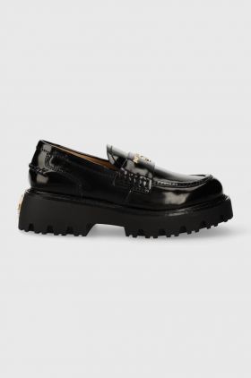 Naked Wolfe mocasini de piele Flawed femei, culoarea negru, cu platforma