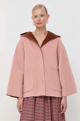 Weekend Max Mara jachetă reversibilă din lână culoarea roz, de tranzitie, oversize