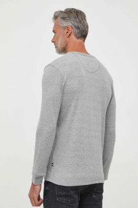 Lindbergh longsleeve din bumbac culoarea gri, melanj