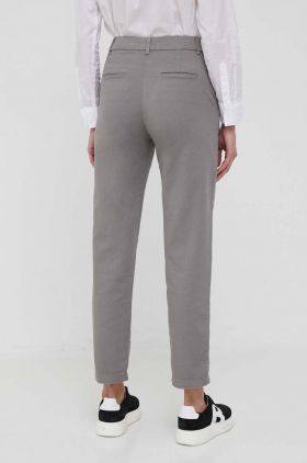 United Colors of Benetton pantaloni femei, culoarea gri, drept, high waist