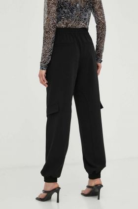 Bruuns Bazaar pantaloni Brassica Cilla femei, culoarea negru, drept, high waist