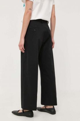 Weekend Max Mara pantaloni femei, culoarea negru, lat, high waist