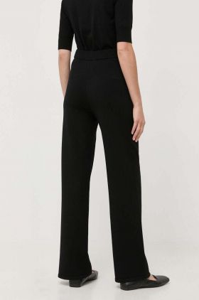 Max Mara Leisure pantaloni femei, culoarea negru, drept, high waist