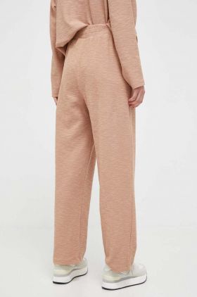 Dkny pantaloni de trening culoarea maro, neted