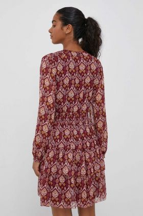 Pepe Jeans rochie culoarea bordo, midi, evazati