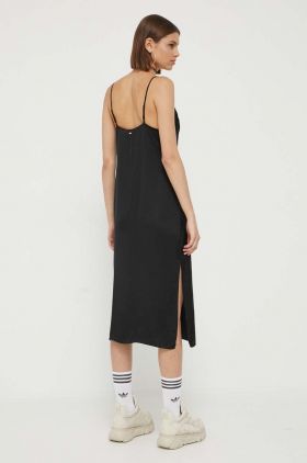 Superdry rochie culoarea negru, midi, mulata