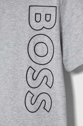 BOSS tricou de bumbac pentru copii culoarea gri, cu imprimeu