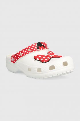 Crocs slapi copii CLASSIC DISNEY MINNIE culoarea alb