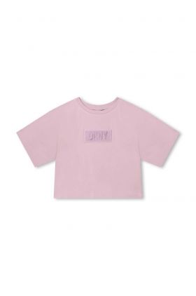 Dkny tricou copii culoarea violet, cu imprimeu