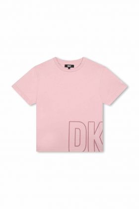 Dkny tricou de bumbac pentru copii culoarea violet, cu imprimeu