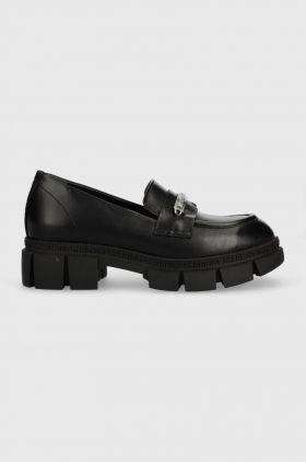 Karl Lagerfeld mocasini de piele ARIA femei, culoarea negru, cu platforma, KL43210