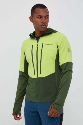 LA Sportiva hanorac Session Tech Hoody culoarea verde, cu glugă, modelator