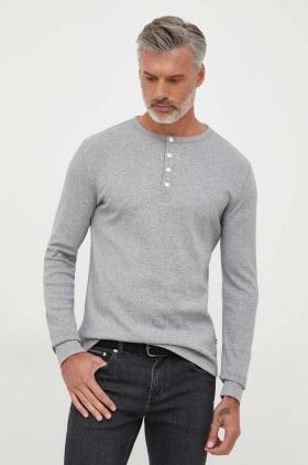 Lindbergh longsleeve din bumbac culoarea gri, melanj