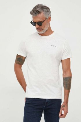 Pepe Jeans tricou din bumbac Wiltshire culoarea alb, cu imprimeu