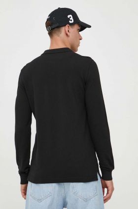 United Colors of Benetton longsleeve din bumbac culoarea negru, neted