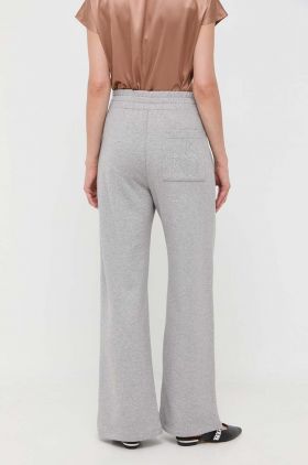 Weekend Max Mara pantaloni de trening din bumbac culoarea gri, neted