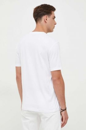 BOSS tricou din bumbac culoarea alb, cu imprimeu