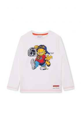 Marc Jacobs longsleeve din bumbac pentru copii culoarea alb, cu imprimeu