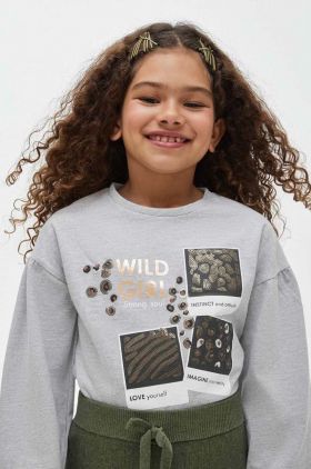 Mayoral longsleeve din bumbac pentru copii culoarea gri
