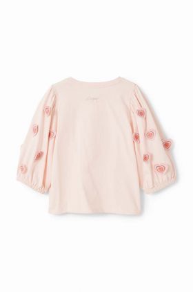 Desigual longsleeve din bumbac pentru copii culoarea alb