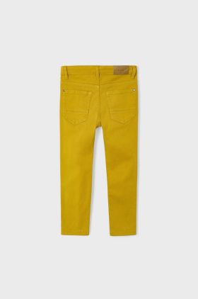 Mayoral pantaloni copii slim fit culoarea galben, neted