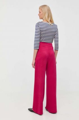 MAX&Co. pantaloni femei, culoarea roz, drept, high waist