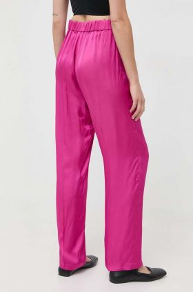 MAX&Co. pantaloni femei, culoarea roz, lat, high waist