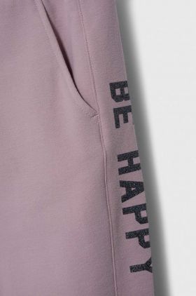 United Colors of Benetton pantaloni de trening pentru copii culoarea violet, cu imprimeu