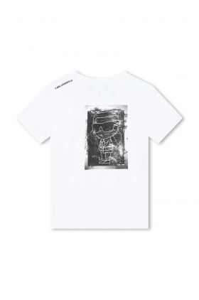 Karl Lagerfeld tricou de bumbac pentru copii culoarea alb, cu imprimeu