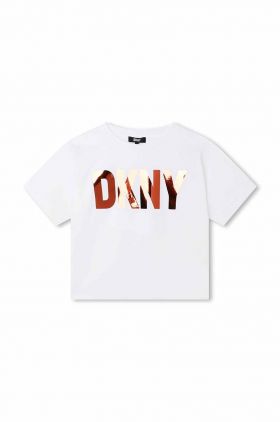 Dkny tricou de bumbac pentru copii culoarea alb