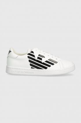 EA7 Emporio Armani sneakers din piele pentru copii culoarea alb