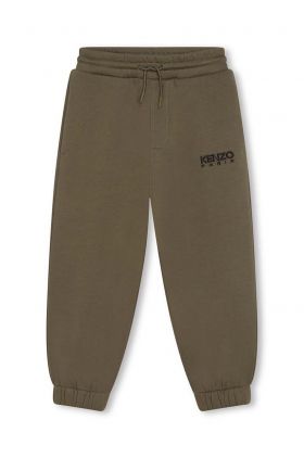 Kenzo Kids pantaloni de trening pentru copii culoarea verde, neted