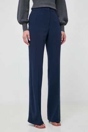 MICHAEL Michael Kors pantaloni femei, culoarea albastru marin, lat, high waist