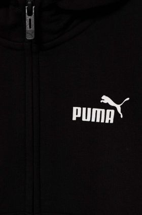 Puma bluza copii ESS Small Logo Full-Zip Hoodie TR G culoarea negru, cu glugă, neted