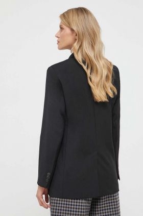 Weekend Max Mara geaca de lana culoarea negru, cu doua randuri de nasturi, neted