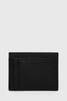 Armani Exchange card holder din piele si breloc culoarea negru