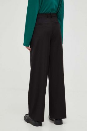 Drykorn pantaloni femei, culoarea negru, drept, medium waist