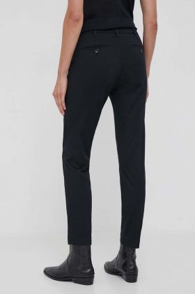 Sisley pantaloni femei, culoarea negru, drept, medium waist