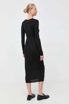 Armani Exchange rochie culoarea negru, midi, mulata