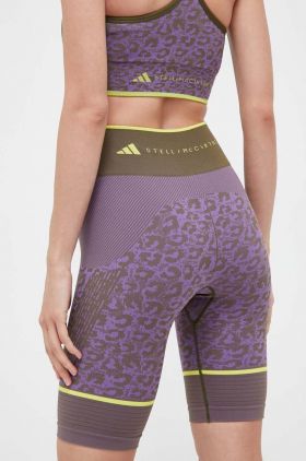 adidas by Stella McCartney pantaloni scurți de antrenament culoarea violet, modelator, high waist