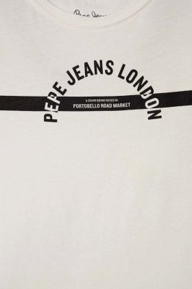 Pepe Jeans tricou de bumbac pentru copii culoarea alb, cu imprimeu