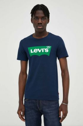 Levi's tricou din bumbac culoarea albastru marin, cu imprimeu