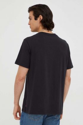 Levi's tricou din bumbac culoarea negru, cu imprimeu