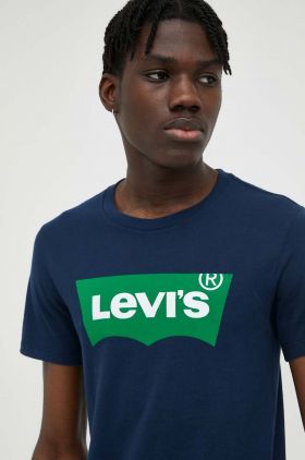 Levi's tricou din bumbac culoarea albastru marin, cu imprimeu