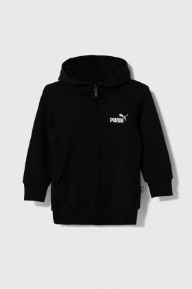 Puma bluza copii ESS Small Logo Full-Zip Hoodie TR G culoarea negru, cu glugă, neted