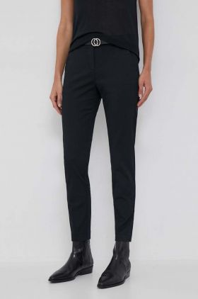 Sisley pantaloni femei, culoarea negru, drept, medium waist