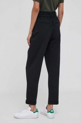 United Colors of Benetton pantaloni femei, culoarea negru, mulata, high waist