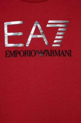 EA7 Emporio Armani bluza copii culoarea rosu, cu imprimeu