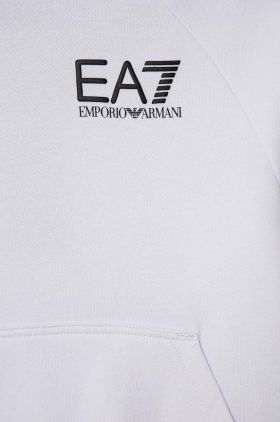 EA7 Emporio Armani bluza copii culoarea alb, cu glugă, cu imprimeu